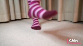 ChloeSocks - Teen student girl in pink socks stinky foot domination worship