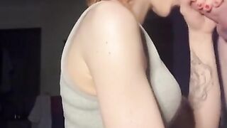 Cheeky blowjob after a gym session