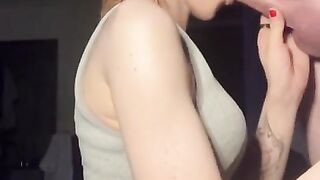 Cheeky blowjob after a gym session