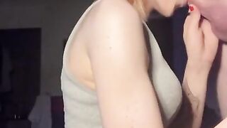 Cheeky blowjob after a gym session