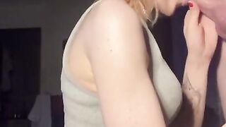 Cheeky blowjob after a gym session