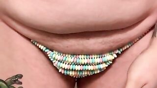 Pissing in candy g-string for Daddy (custom request)