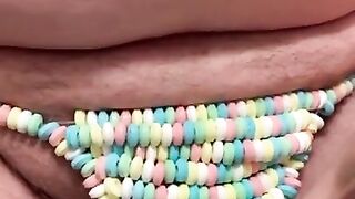 Pissing in candy g-string for Daddy (custom request)