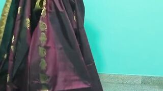 Banarasi silk saree draping with perfect pleats aoo cute girls