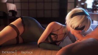 NieR:Automata 3D porn: 2B blowjob