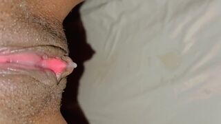 EBONY TEEN PUSSY DRIPS FROM MASSIVE CREAMPIE!