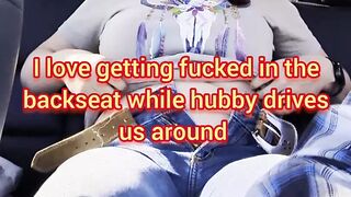 Hubby films hotwife fucking bull in backseat