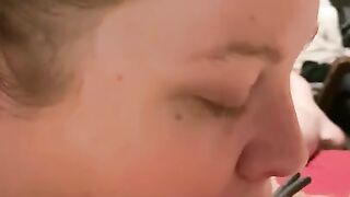 Sucking a partners big veiny cock slurping and gagging