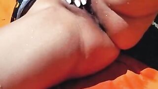 Girl drinks beer in the park. She rubs her pussy until she cums. Real Squirt Orgasm