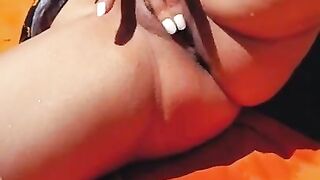 Girl drinks beer in the park. She rubs her pussy until she cums. Real Squirt Orgasm