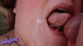 Cumshot in miss MILF's mouth