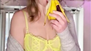 Hungry sexy MILF eating a banana