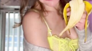 Hungry sexy MILF eating a banana