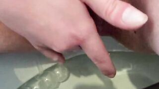 I fingering my Creamy Pussy at the Toilet