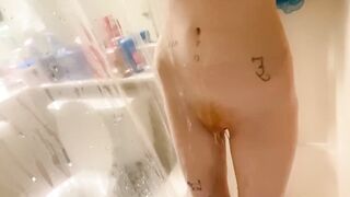 Showing off my cute ginger pussy in the shower~