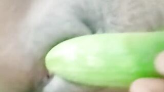 Tamil Hot Bhabhi sex with Green cucumber - huge cum out