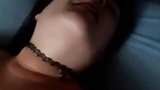 Orgasm control with slave strapped to bed made cum several times