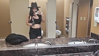 Hot Girl Pissing in a Public Bathroom