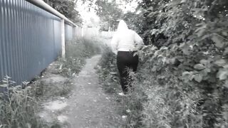 Pissing on a wasteland in a secluded place mature bbw milf with a hairy cunt.