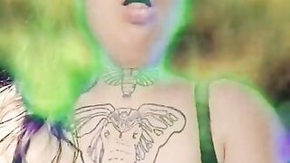 Smoking tattooed huge natural boobs