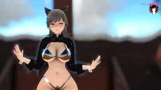 Huge Ass Cat Girl Dancing In Sexy Black Stockings (3D HENTAI)