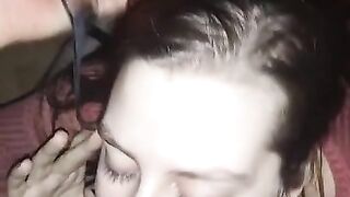 Real: MILF cheating on her man by deepthroating cock in bathroom during a party!