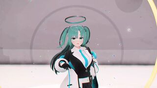 Blue Archive Yuuka Undress Dance Hentai Playboy Suit Mmd 3D Clear Blue Hair Color Edit Smixix