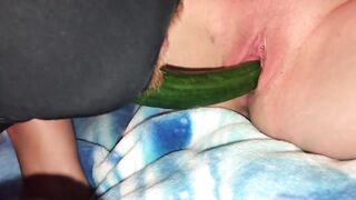 First Time Ever Using A Cucumber In Her Pussy