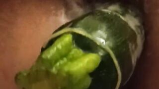 bitch gets fucked by huge vegetable