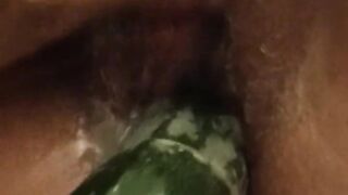 bitch gets fucked by huge vegetable