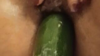 bitch gets fucked by huge vegetable