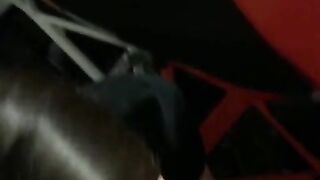 Horny slut sucks and fucks in public parking garage. Tight wet pussy.