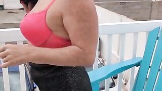 Hottest MILF Ever on balcony outside