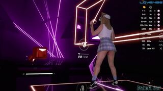 Beat Saber VR play ???? with vibrator in pussy. Baddest - KDA. Hard level.