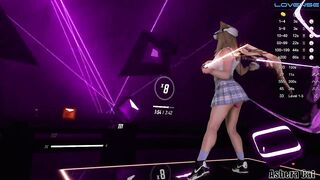 Beat Saber VR play ???? with vibrator in pussy. Baddest - KDA. Hard level.