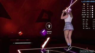 Beat Saber VR play ???? with vibrator in pussy. Baddest - KDA. Hard level.