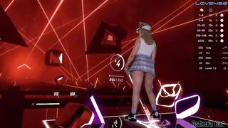 Beat Saber VR play ???? with vibrator in pussy. Baddest - KDA. Hard level.