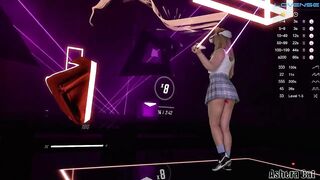 Beat Saber VR play ???? with vibrator in pussy. Baddest - KDA. Hard level.