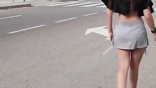 Flashing my tits, ass and knickers in the street with cars driving by