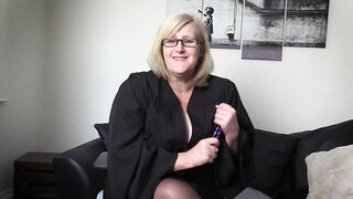 Filthy Mature Big Tit Teacher enjoys a confiscated Stiff Glass Dildo