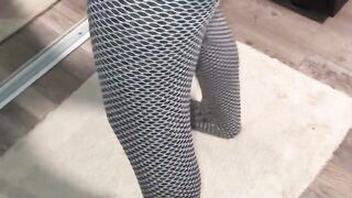 MILF does a try on haul of her tik tok leggings featuring a camel toe on a pair