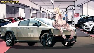 Car Sex On A Tesla Cybertruck in The Parking Lot Hentai Cartoon Animation