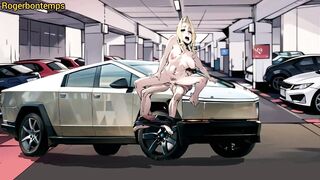 Car Sex On A Tesla Cybertruck in The Parking Lot Hentai Cartoon Animation