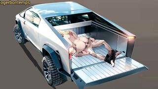 Car Sex On A Tesla Cybertruck in The Parking Lot Hentai Cartoon Animation