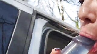 I fuck my van hitch ball and shifter, squirt and anal