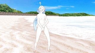 Genshin Impact : Furina Masturbates on the Beach [ hentai r34 ]