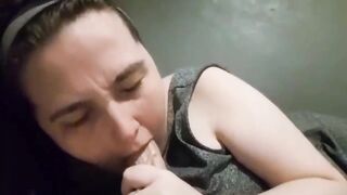 Chubby british girl deepthroats big cock and get cum on her face