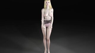 3D blonde anime stripper naked her hot body shaking her boobs