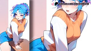 Kurumu Kuruno masturbates against the corner of a table and makes a squirt