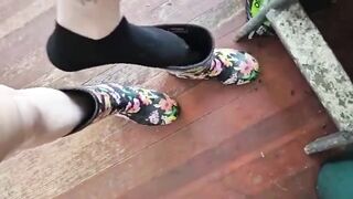 Oh Look at All Those Different Angles and Locations That My Rubber Rain Boots Are in as My Sexy Size 6 Feet Enjoy the Way They H